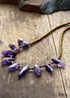 Boho Necklace, Choker Necklace, Amethysts, Natural Stone Beads, Seeds